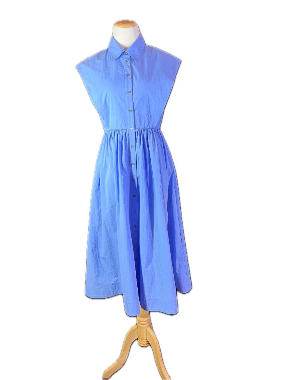 Co Essentials Size XS Blue Shirtdress Cap Sleeves Cotton Blend